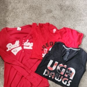 EUC! 3 Womens UGA Bulldogs Tops All Size Large